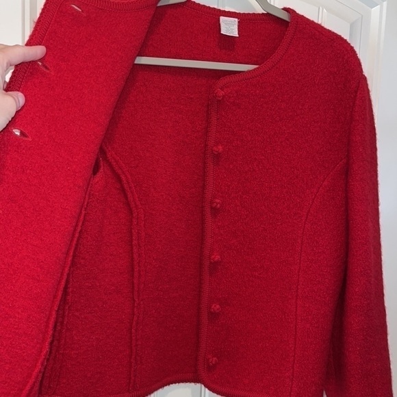 VINTAGE lands end classic red wool cardigan sweater size 10 granny Grandmacore - Picture 3 of 11
